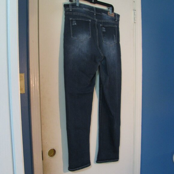 L & B Jeans Size 18 Pluis Distressed Ripped Skinny Thick Overstitching Exc - Picture 7 of 8